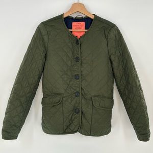 J Crew Quilted Lightweight Lady Jacket Green Olive Size 0